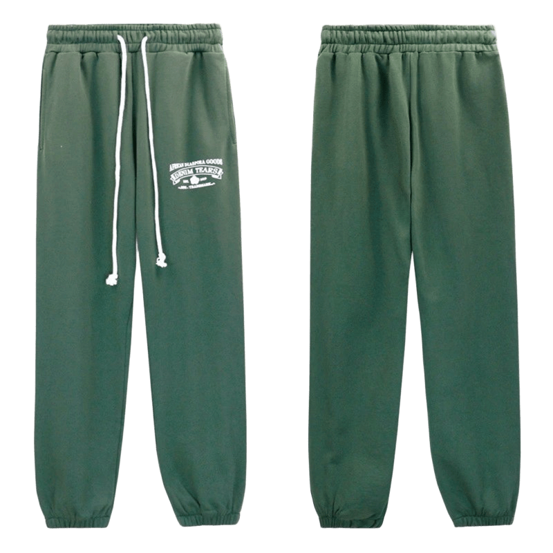 Denim Tears Green Cotton Sweatpants: Unisex Street Style