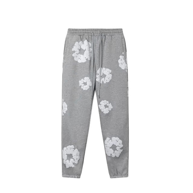 Denim Tears Grey Floral Cotton Pants: Unisex Daily Wear