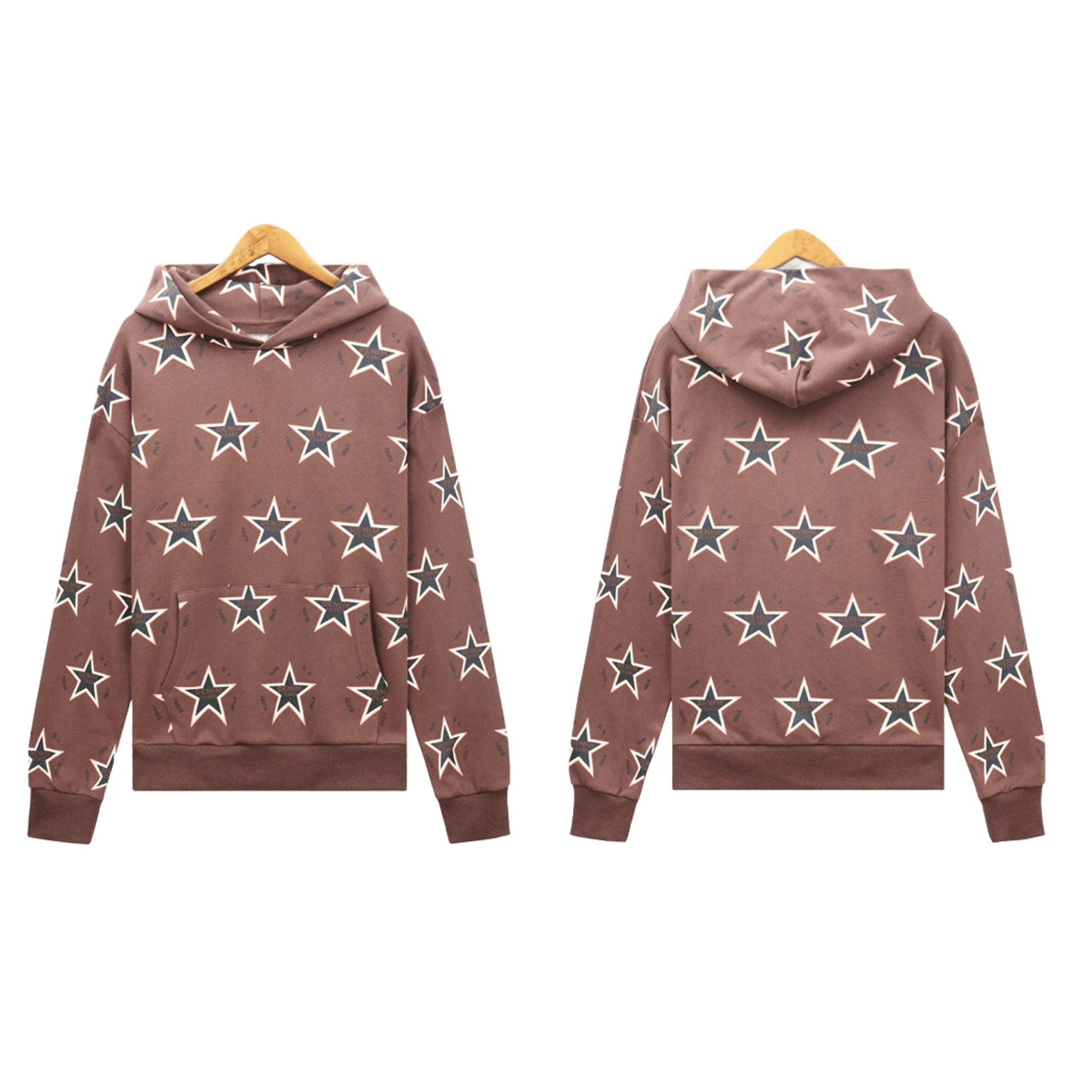 Denim Tears Hoodie: Brown Star Print, Cozy Cotton Unisex