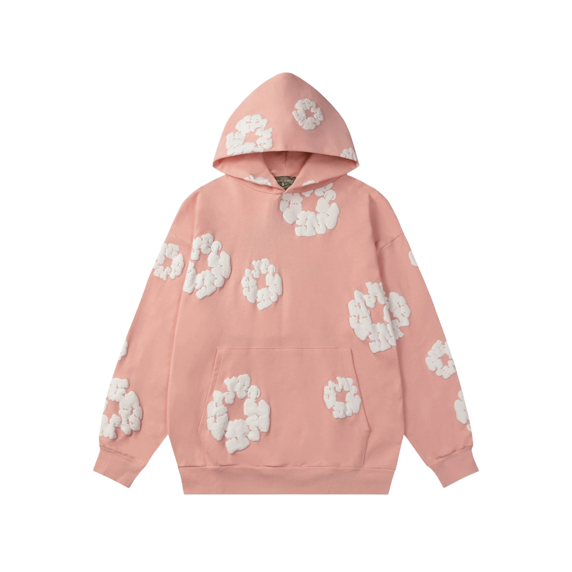 Denim Tears Pink Floral Hoodie: 3D Flower Cotton Streetwear