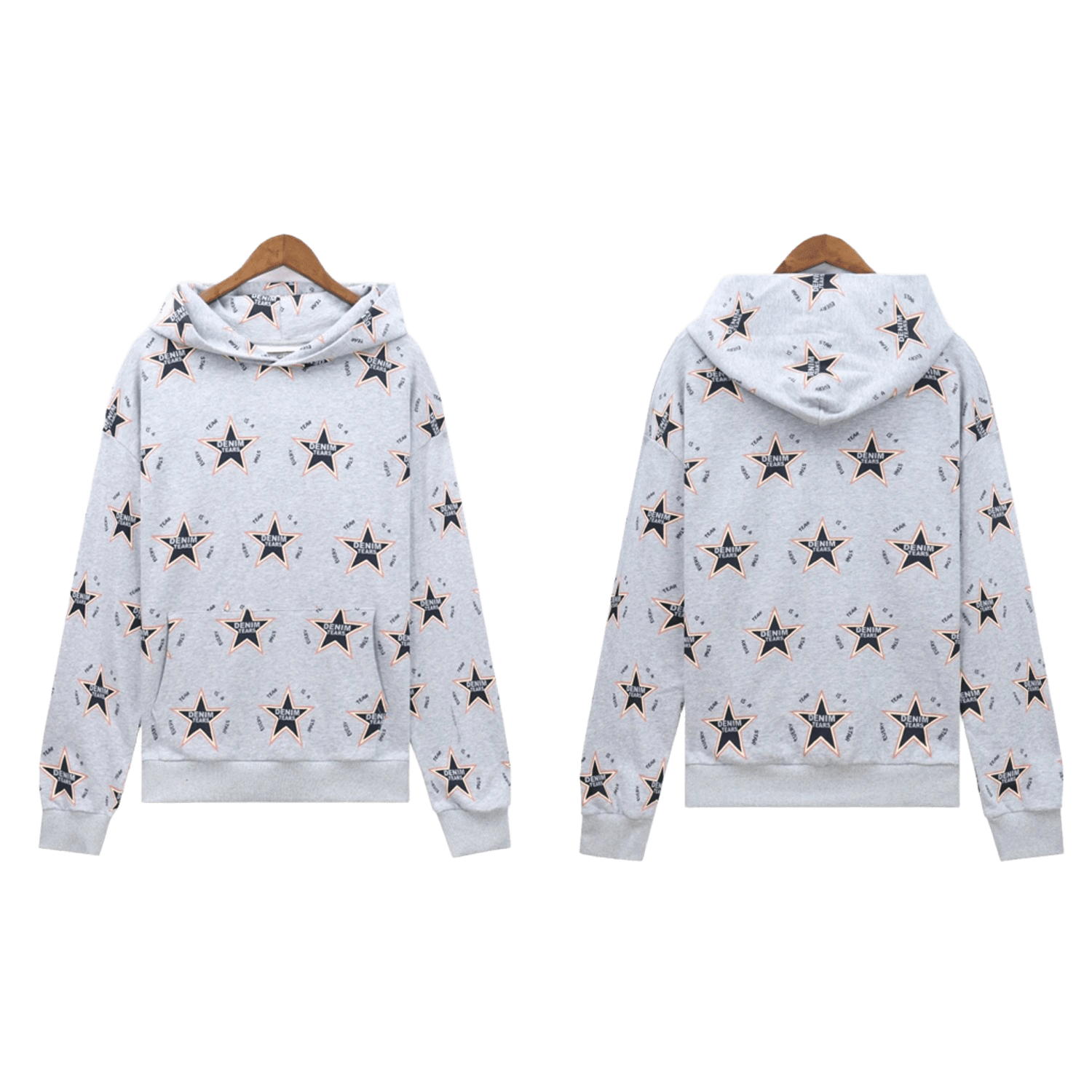 Denim Tears Star Hoodie: Gray Cotton Unisex Streetwear