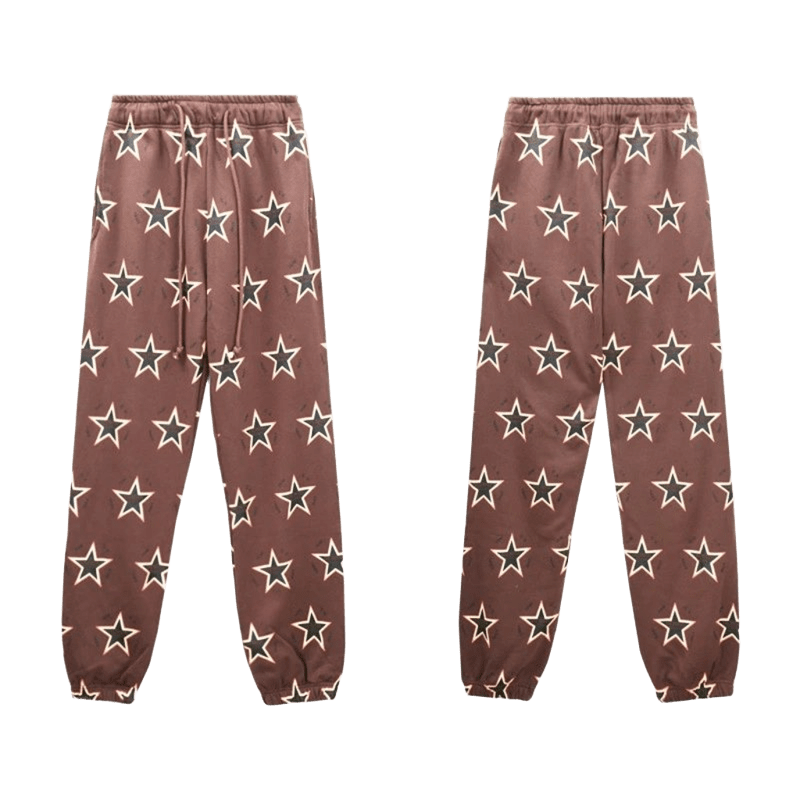 Denim Tears Star Print Brown Pants. Unisex, Comfy.