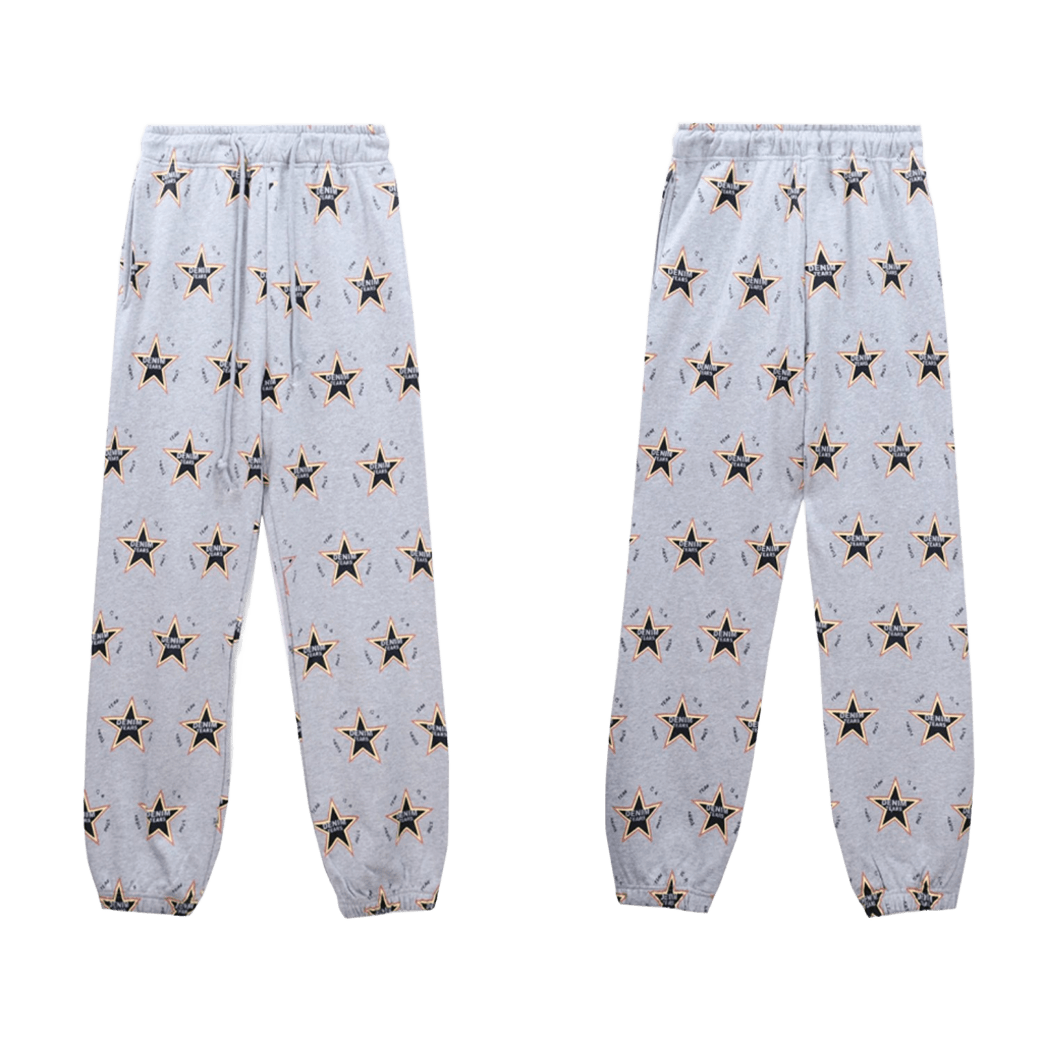Denim Tears Star Print Cotton Pants: Retro Gray Streetwear