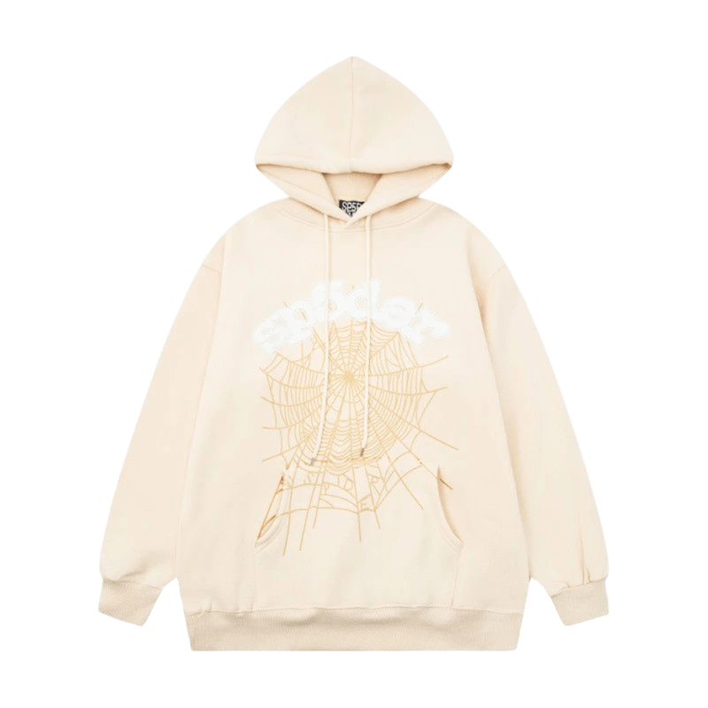 Denim Tears Vintage Hoodie: Beige Cotton Spider Web Streetwear
