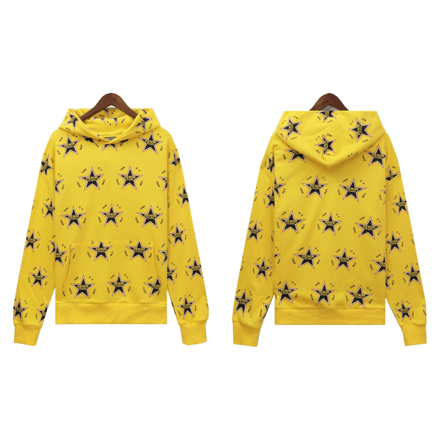 Denim Tears Yellow Hoodie: Cotton Star Print Streetwear