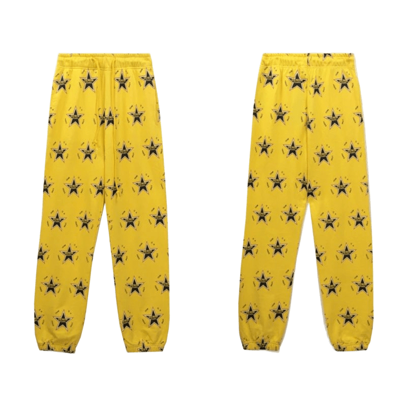 Denim Tears Yellow Star Print Pants, Unisex Retro Streetwear