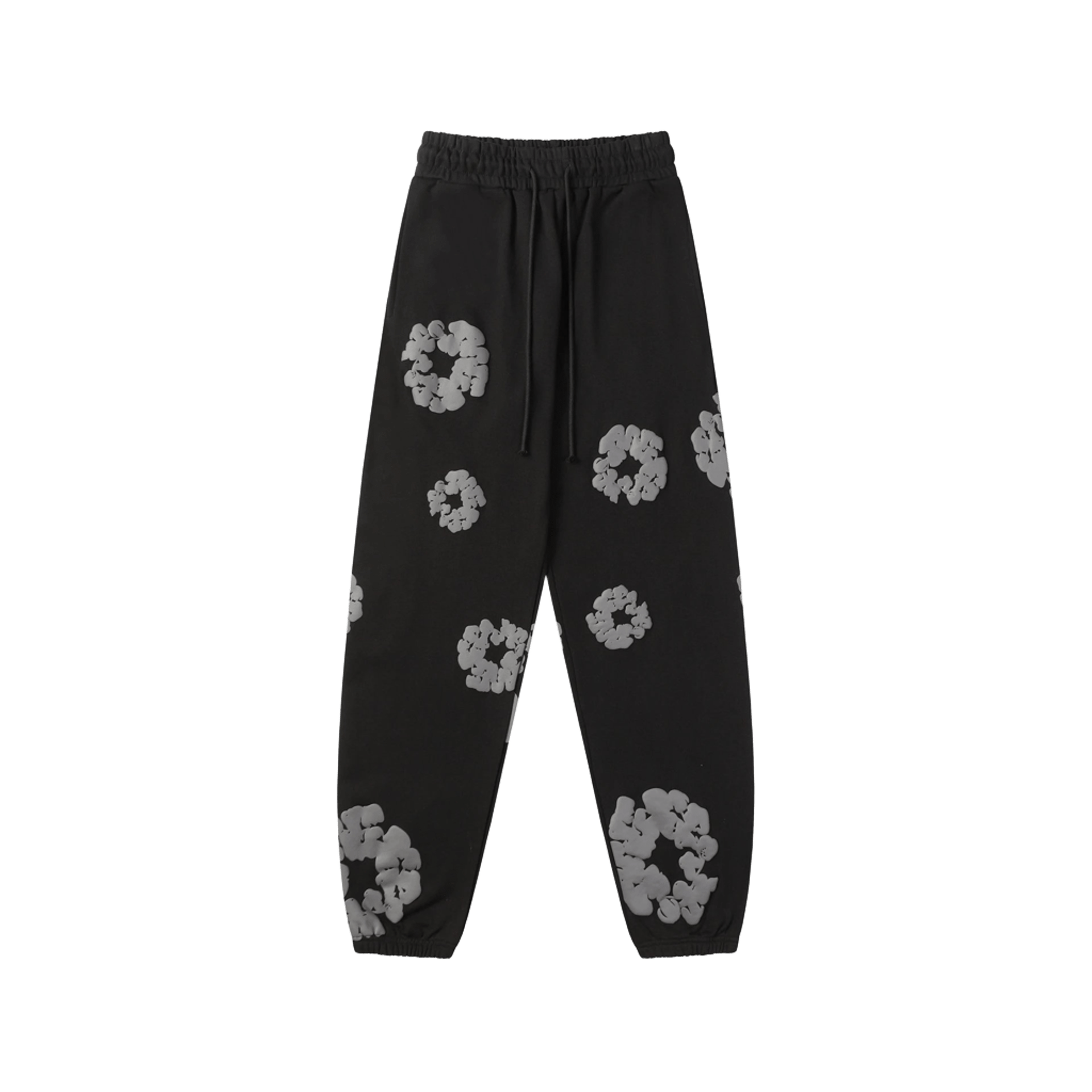 DenimTears Black Casual Pants: Unisex Streetwear Print