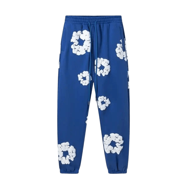 DenimTears Blue Floral Print Casual Pants | Unisex Streetwear