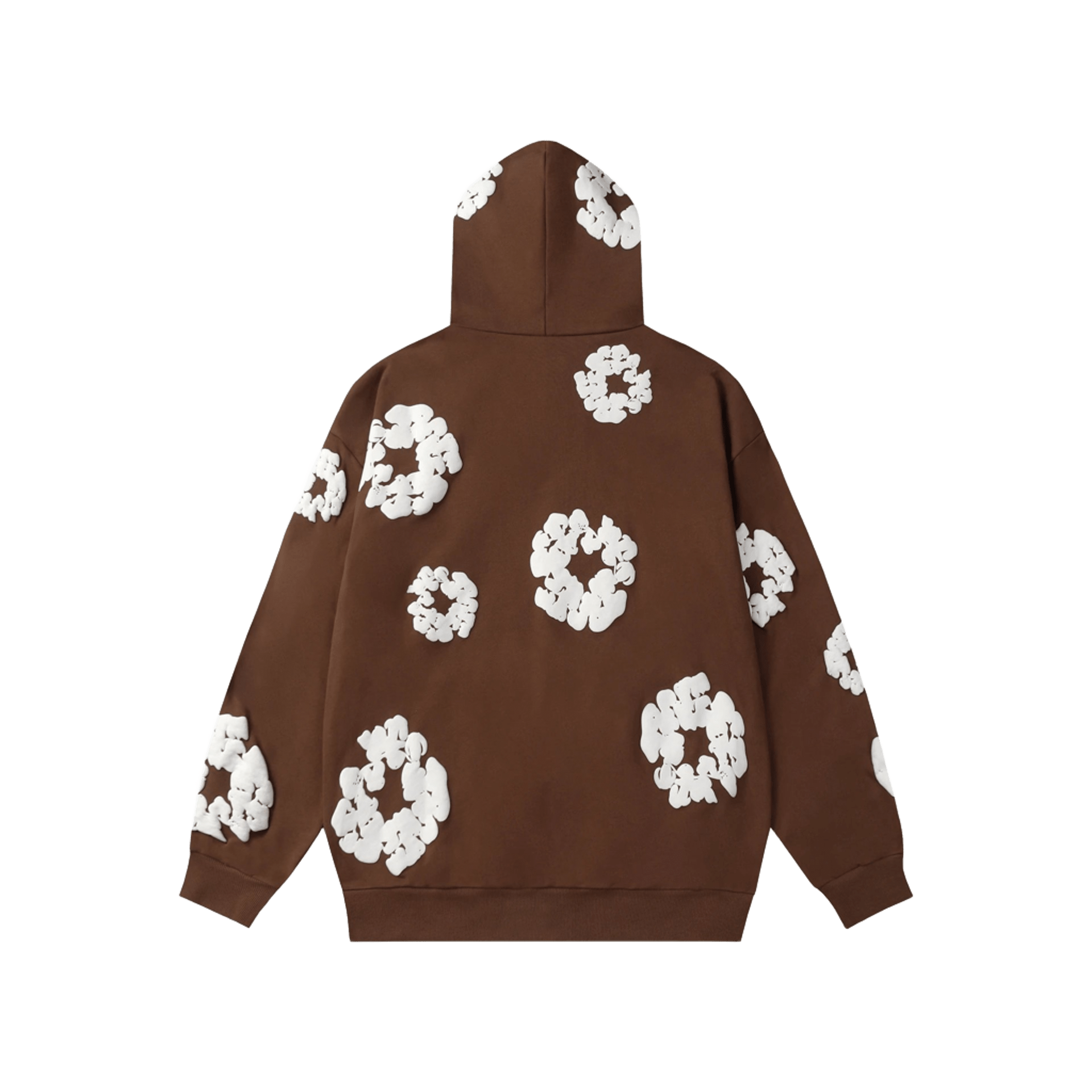 DenimTears Brown Hoodie: 3D Floral Print Unisex Streetwear