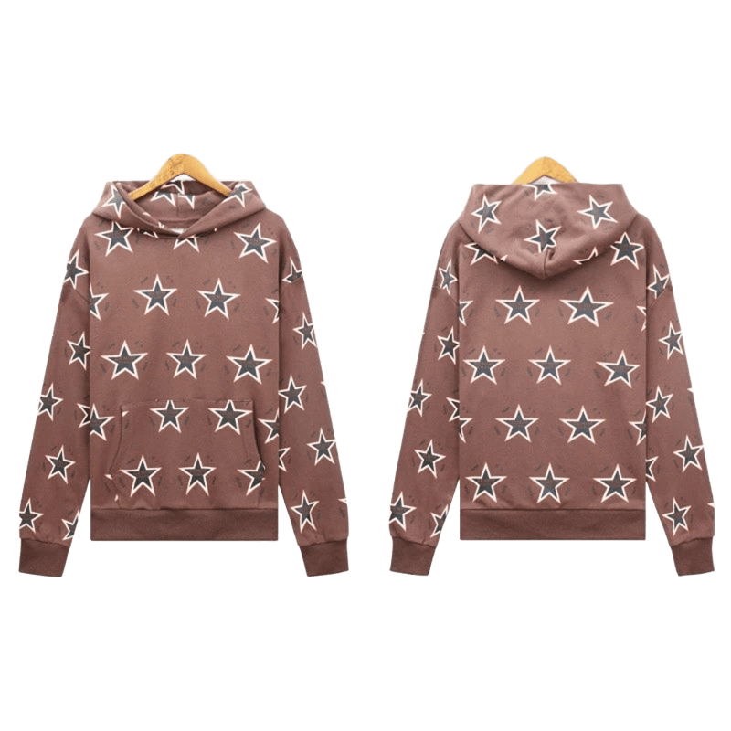 DenimTears Brown Star Hoodie: Retro Cotton Streetwear