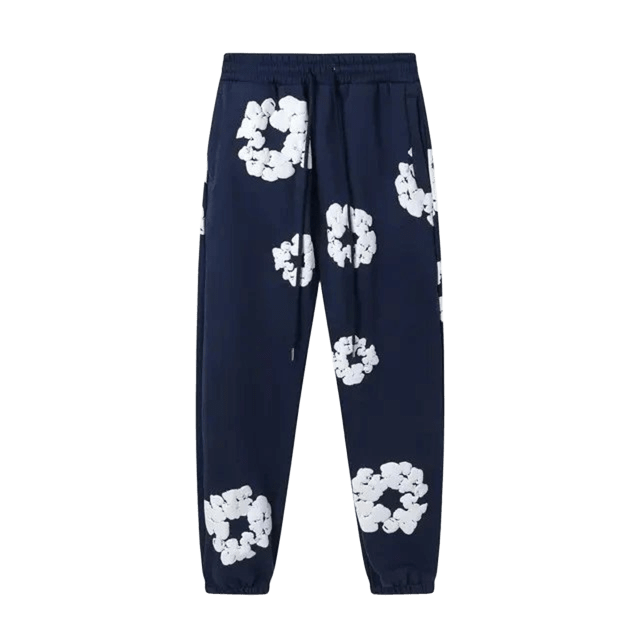 DenimTears Deep Blue Floral Cotton Sweatpants | Unisex