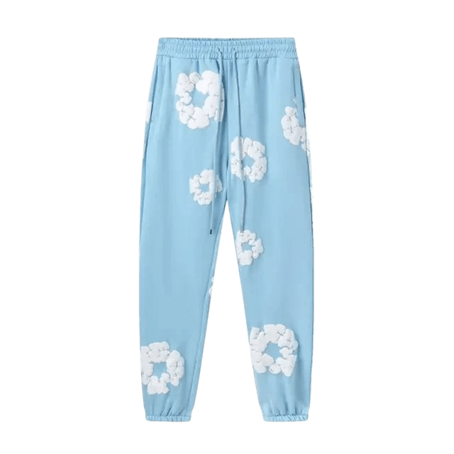 DenimTears Floral Sweatpants: Light Blue, Unisex Streetwear