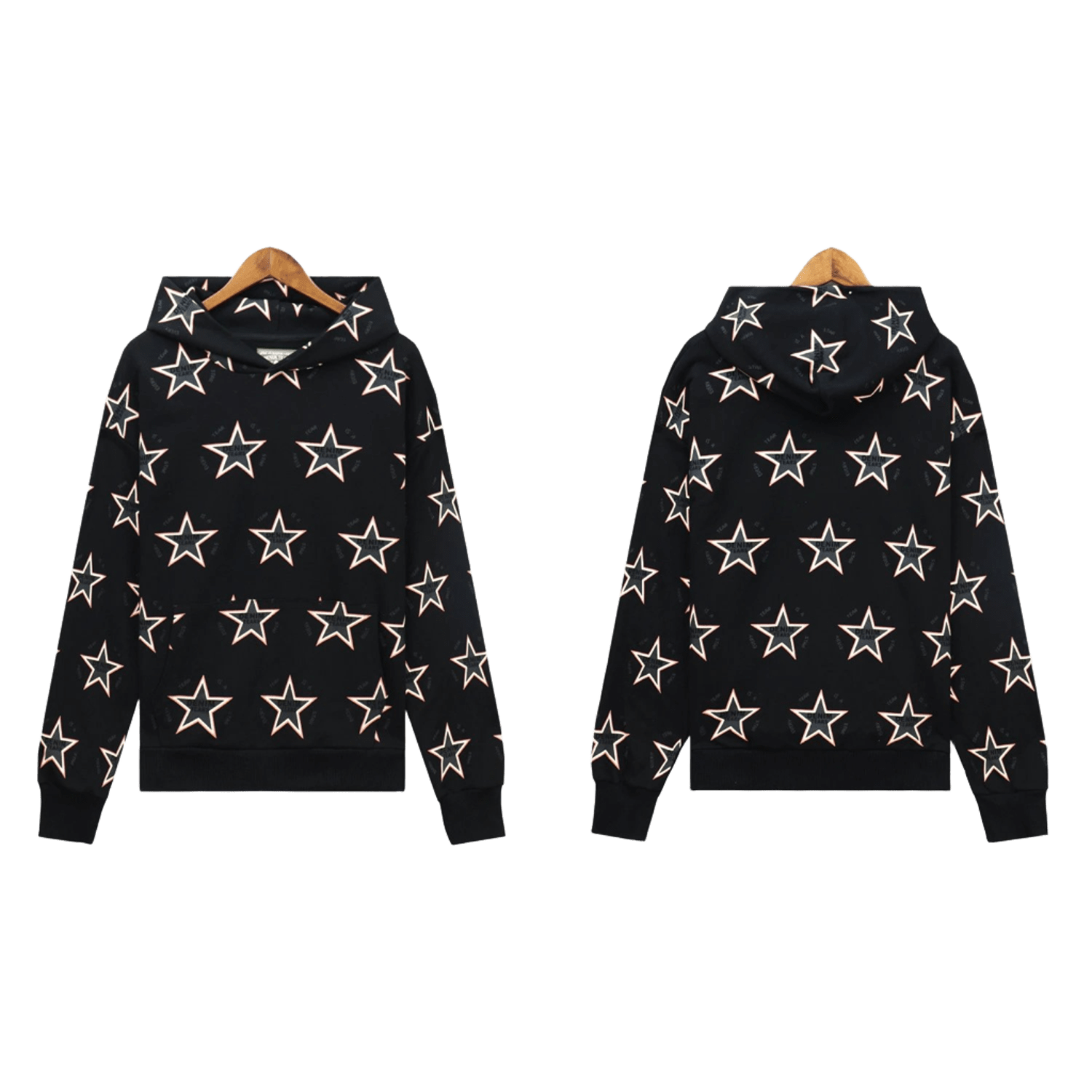 DenimTears Hoodie: Black Retro Star Print, Unisex Cotton Streetwear