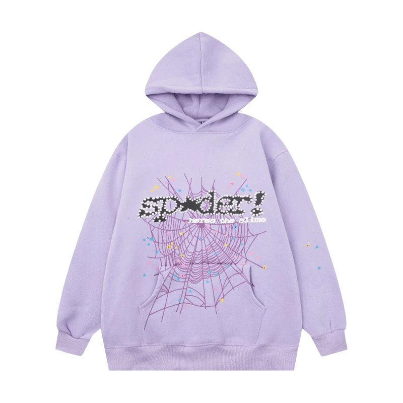 DenimTears Lilac Cotton Hoodie: Spider Web Print Unisex