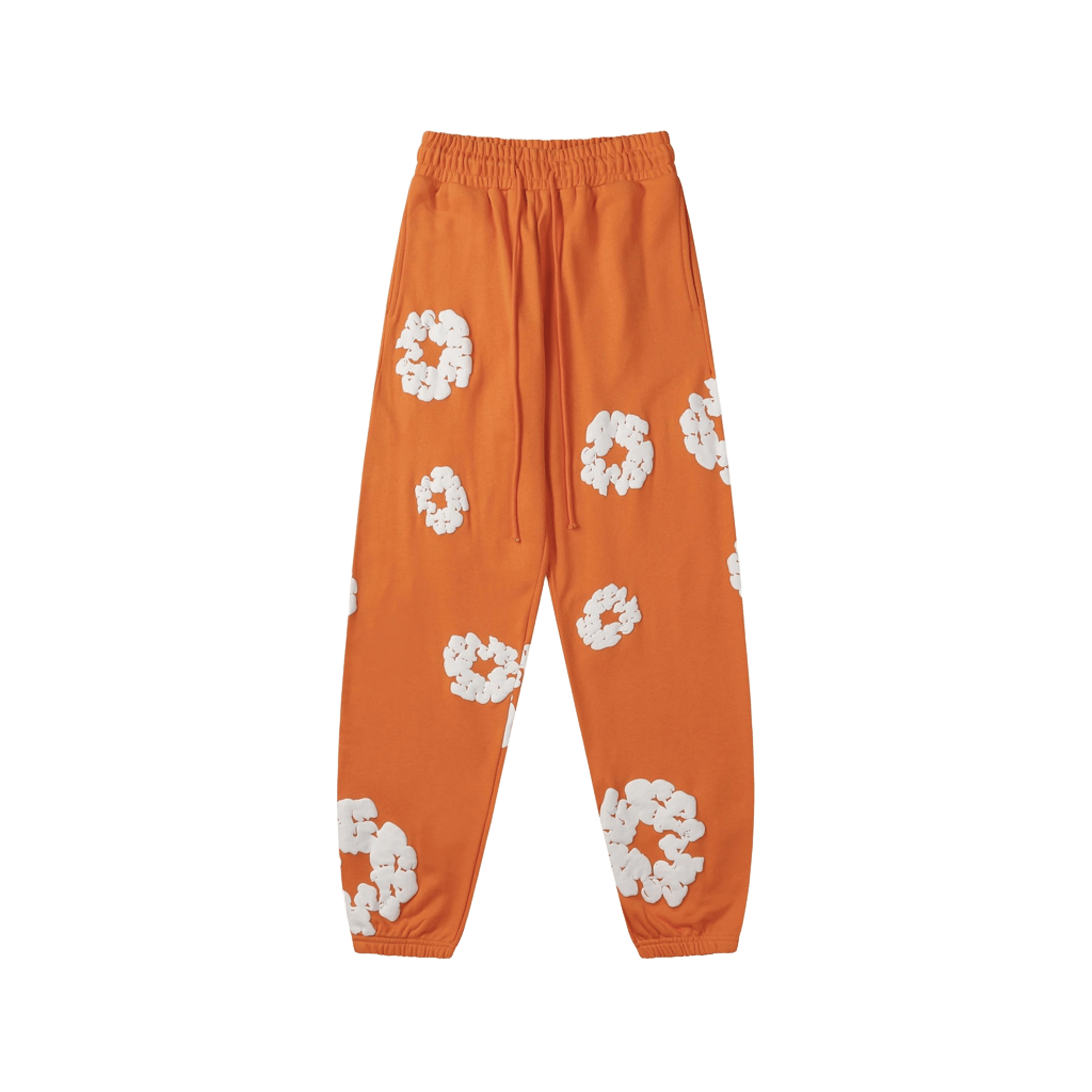 DenimTears Orange Floral Sweatpants: Unisex Cotton Streetwear