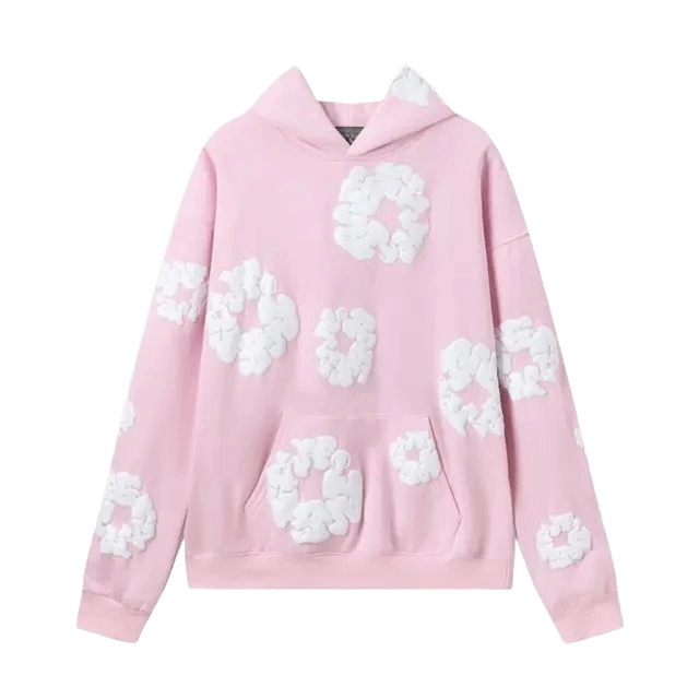 DenimTears Pink 3D Floral Hoodie: Unisex Cotton Comfort