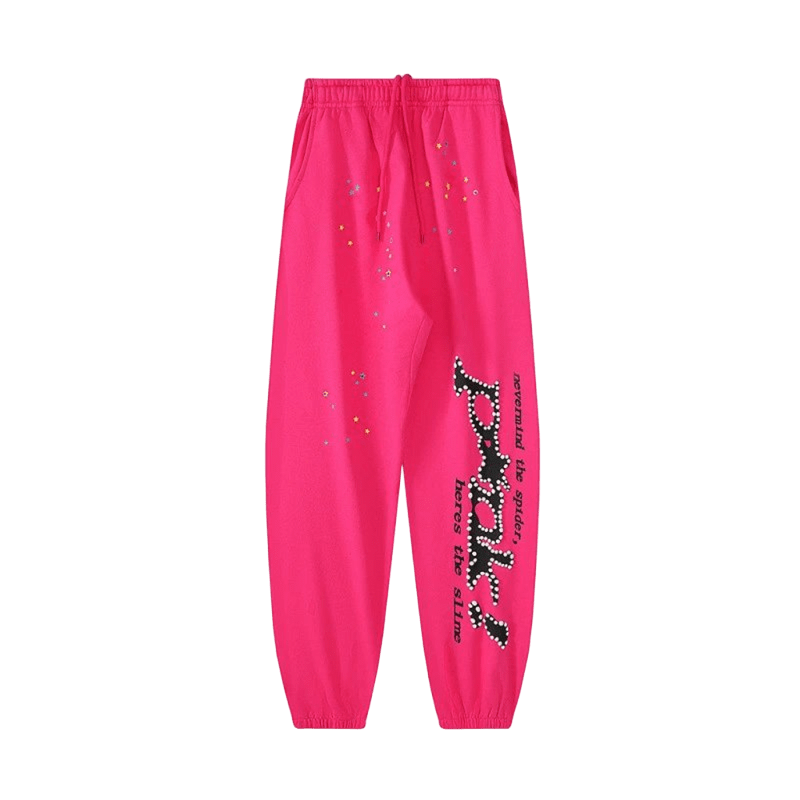 DenimTears Pink Cotton Casual Pants w/ Crystal Graphics