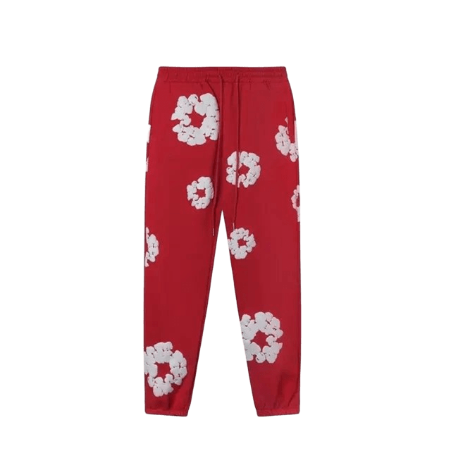 DenimTears Red Floral Pants: Unisex Cotton Comfort
