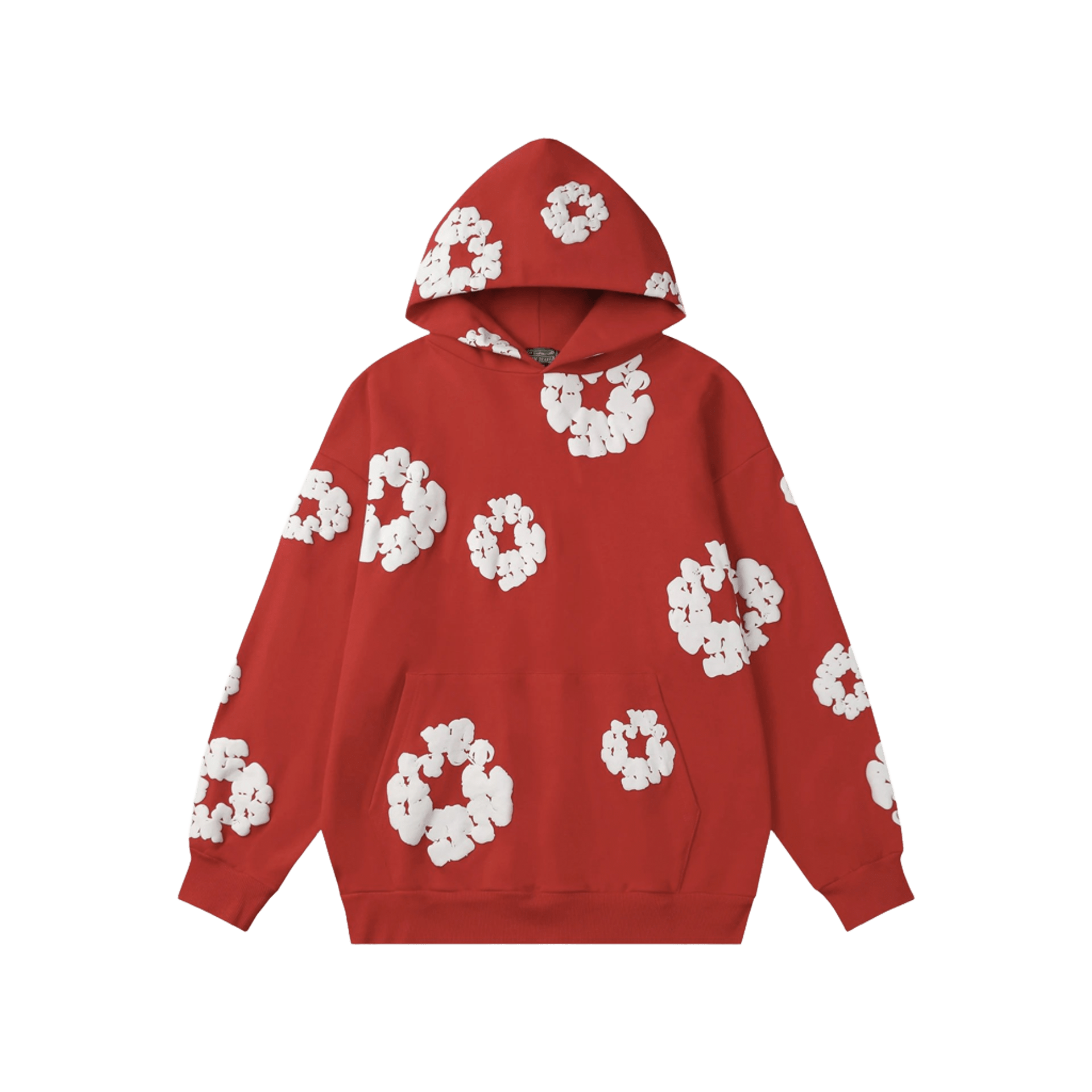 DenimTears Red Hoodie: Floral Print, Unisex Streetwear