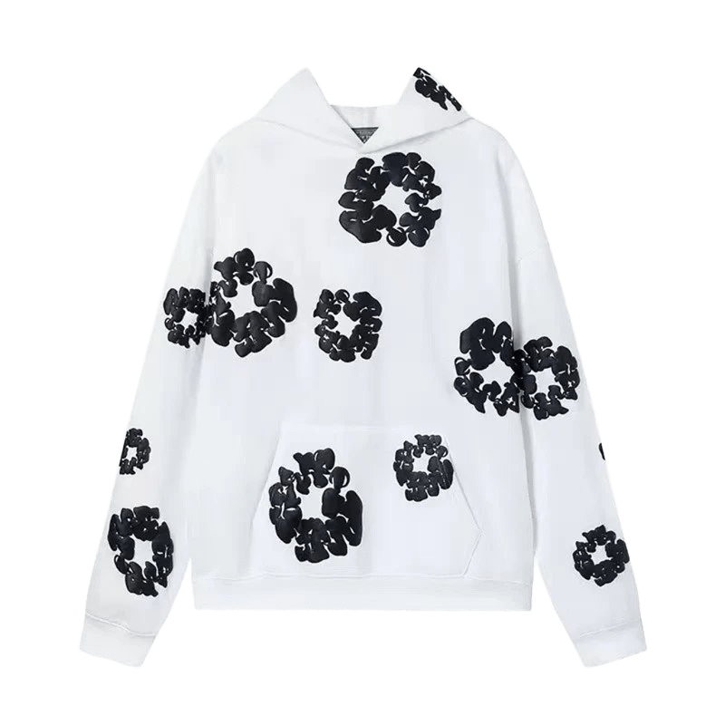 DenimTears White Hoodie: Unisex Cotton Streetwear