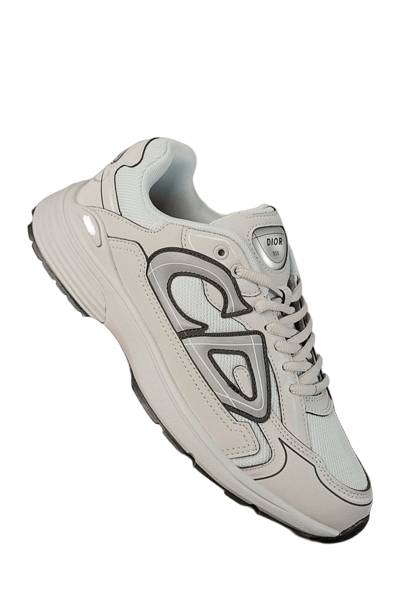 Dior B30 Light Grey Mesh Leather Sneakers: Unisex Urban