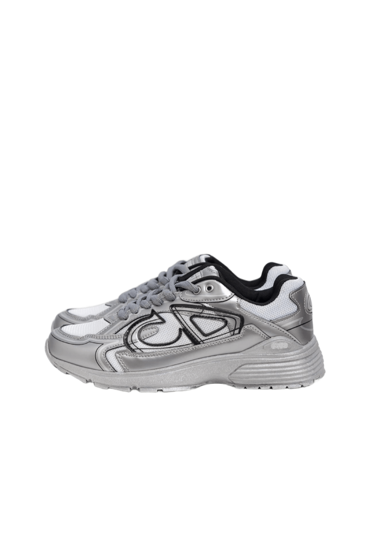 Dior CD Logo Silver-White Mesh Leather Unisex Sneakers