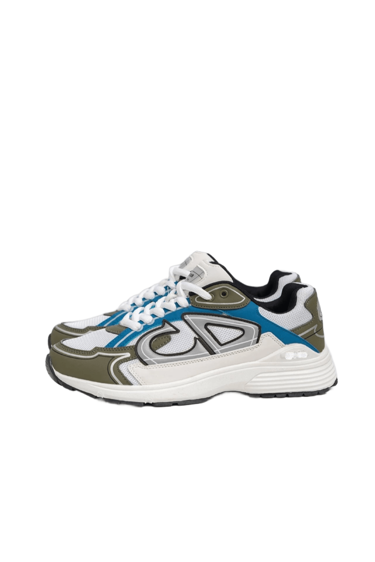 Dior Geometric Knit Leather Sneakers: White & Blue