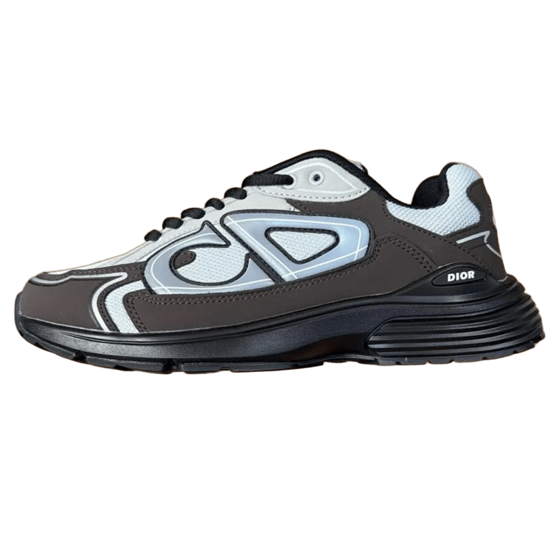 Dior Gray & Black Leather Mesh Sneakers - Unisex