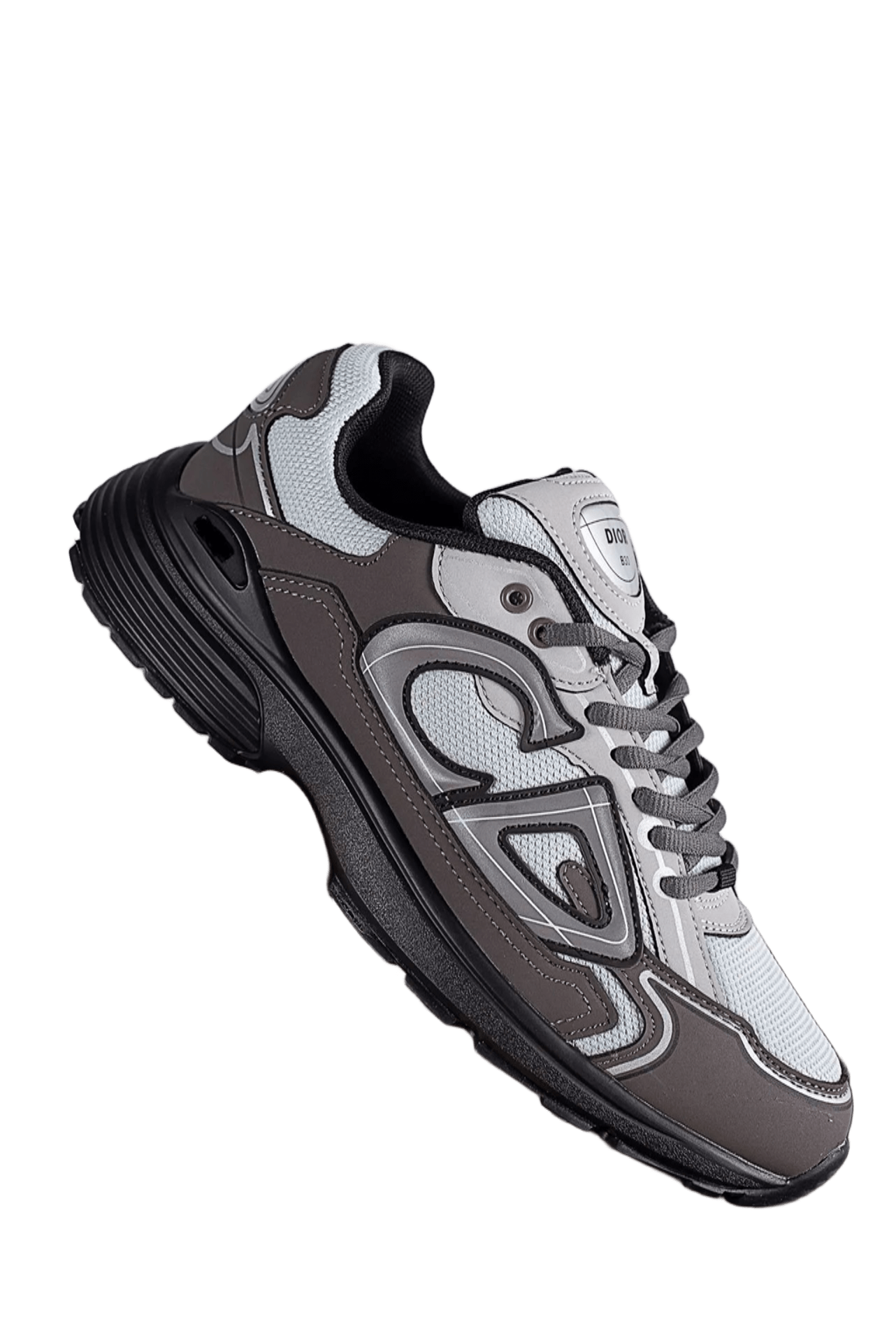 Dior Grey Black Mesh Leather Unisex Sneakers