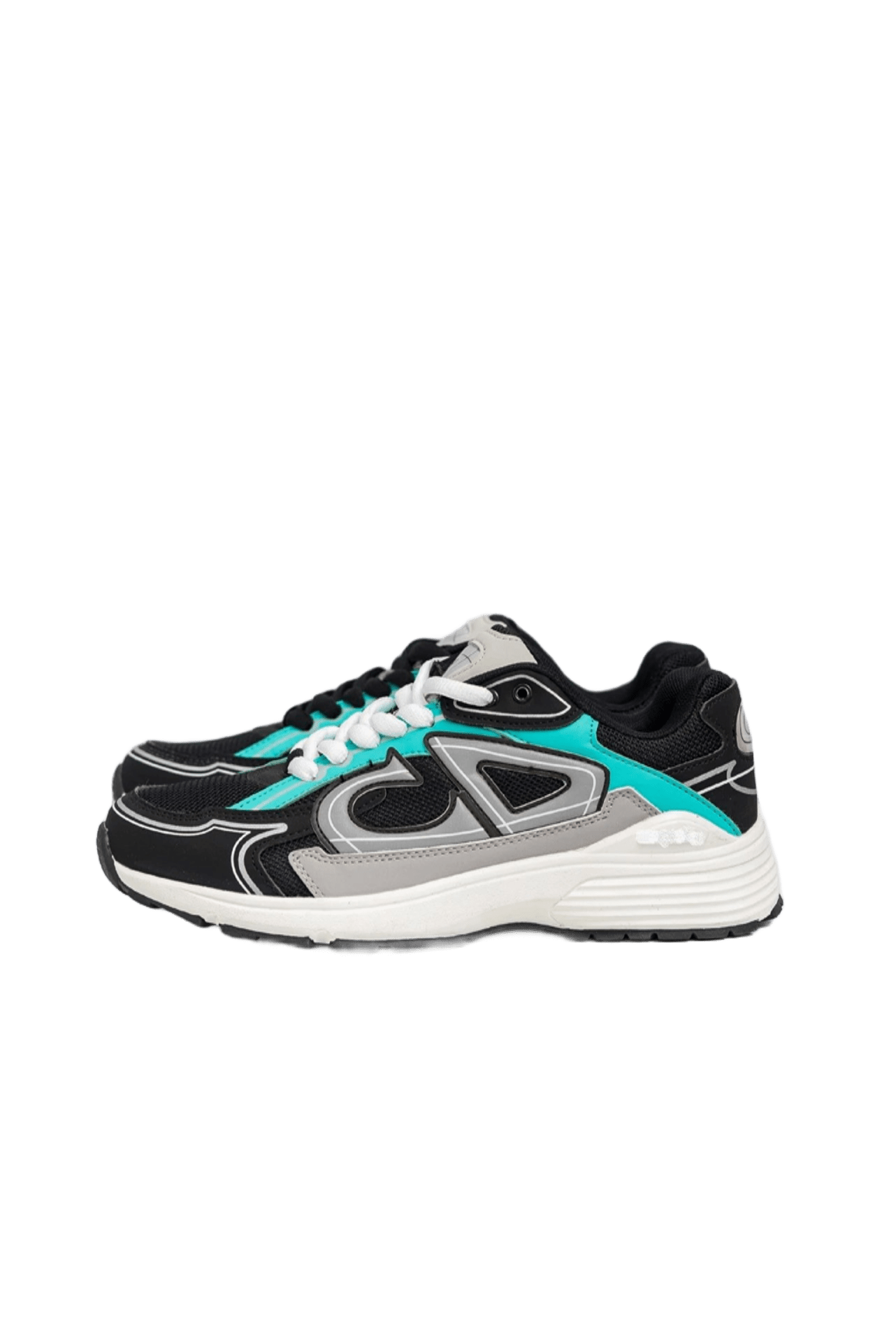 Dior Unisex Geometric Mesh Leather Sneakers Black Grey Green