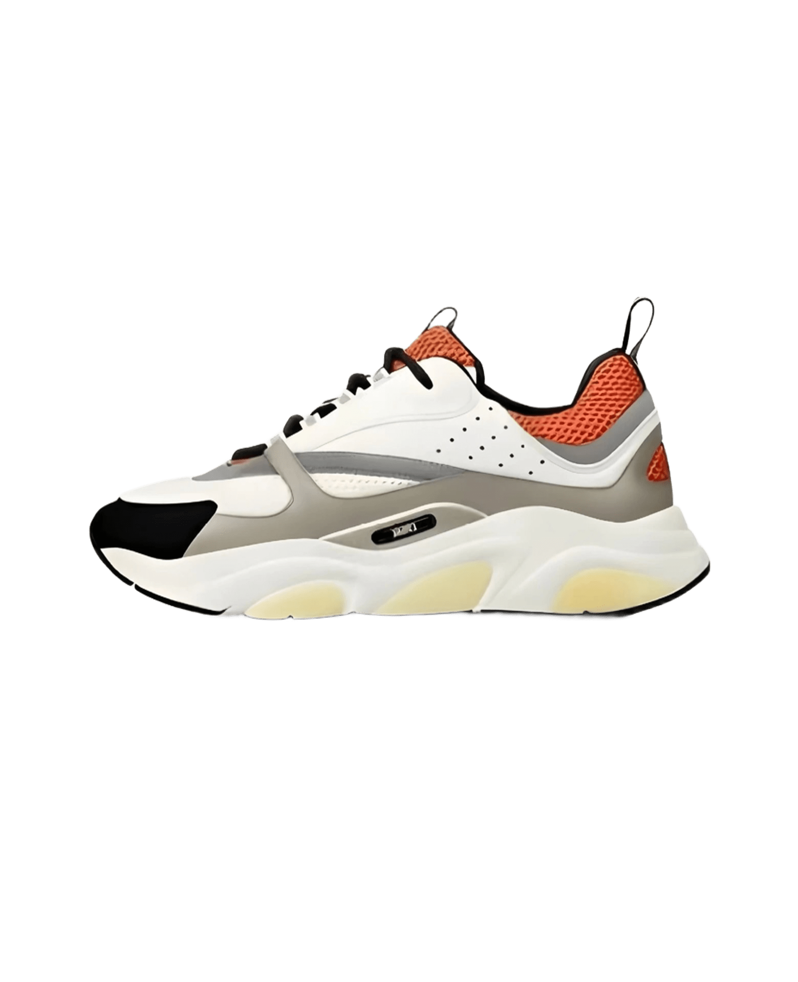 Dior White Grey Orange Leather Mesh Sneakers Unisex