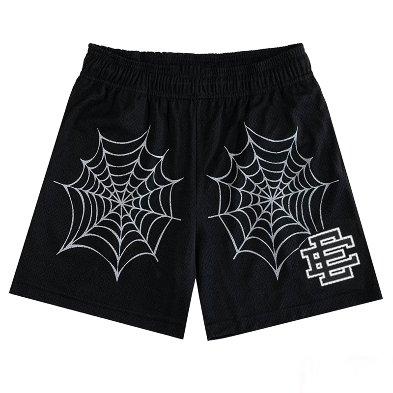EE Black Mesh Shorts: Breathable Streetwear for Men & Women
