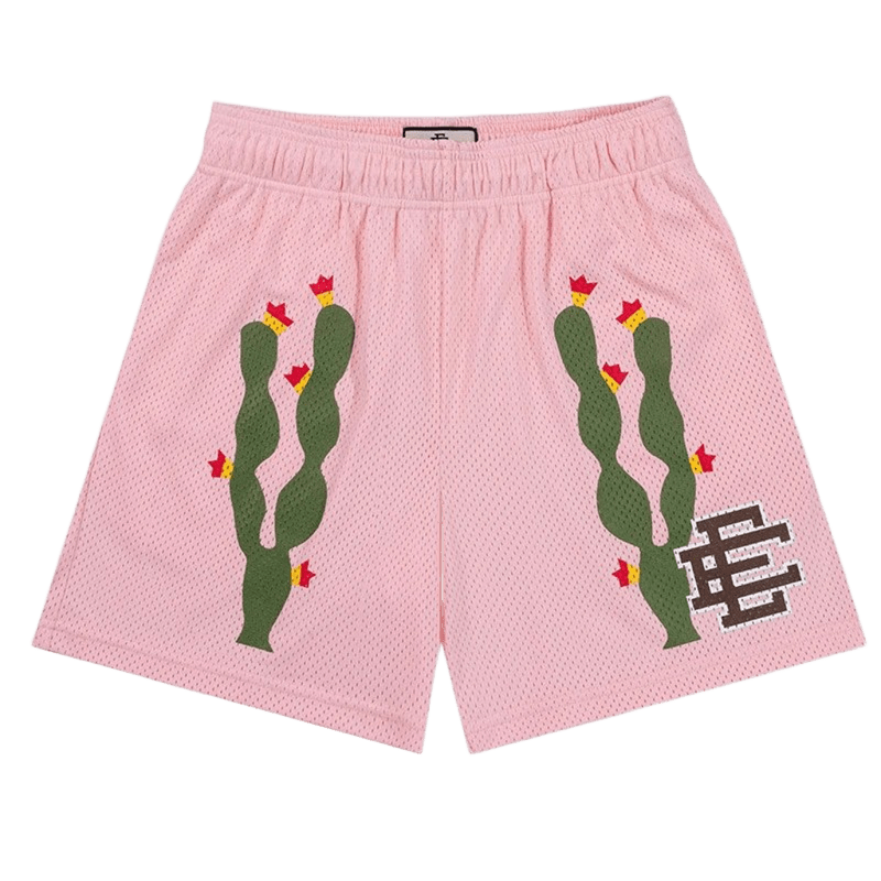 EE Cactus Pink Shorts: Breathable Mesh, Unisex Streetwear