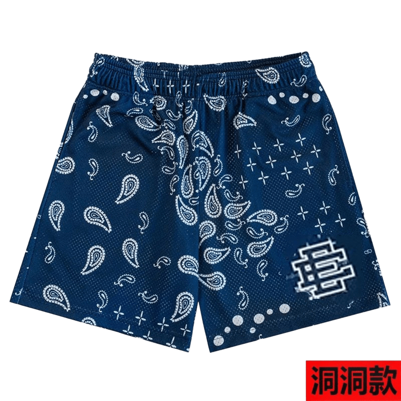 EE Men's & Women's Blue Paisley Print Breathable Street Shorts