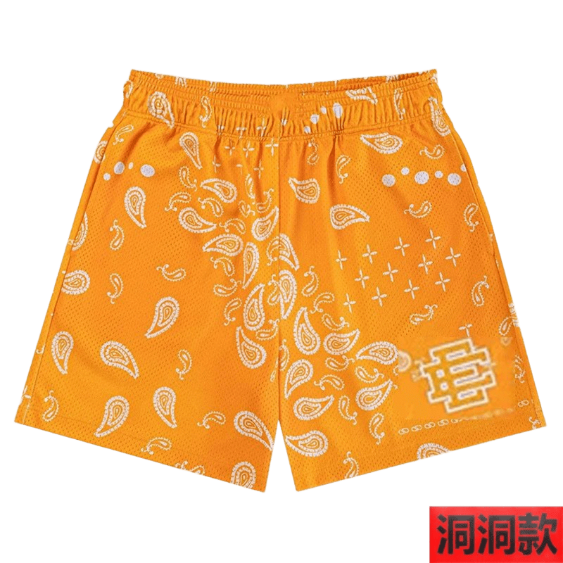 EE Orange Mesh Shorts: Unisex Streetwear, Loose Fit