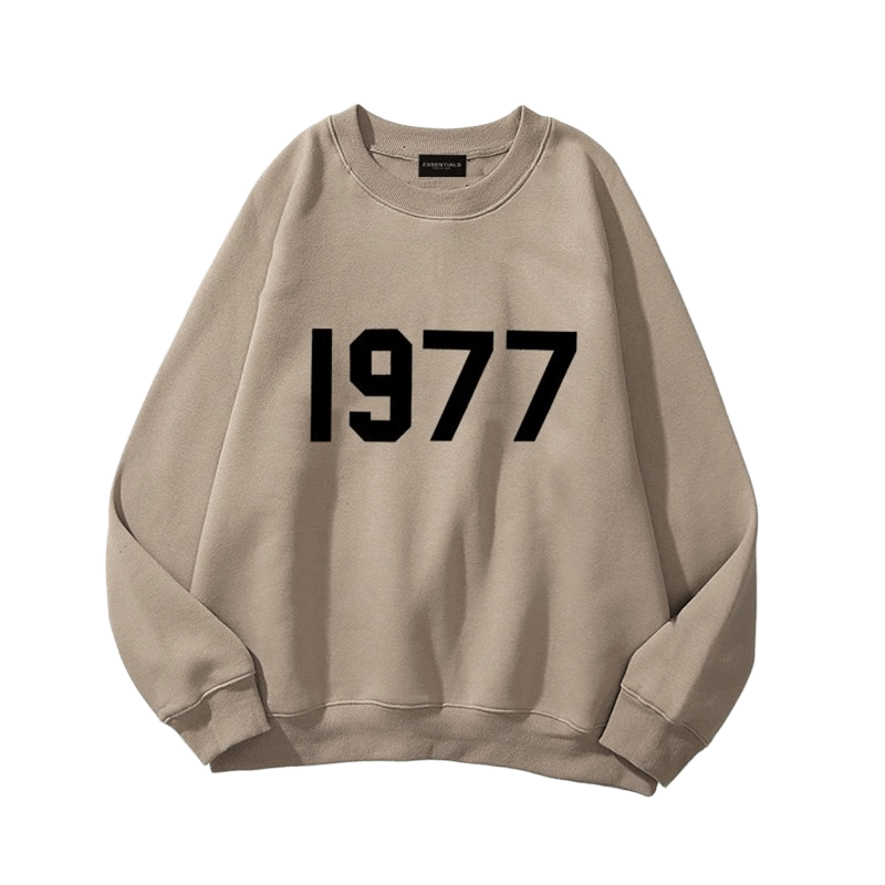 ESSENTIALS 1977 Khaki Fleece Hoodie Unisex Streetwear