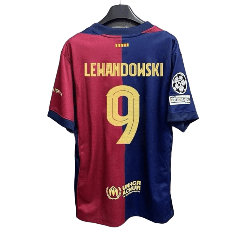 FC Barcelona Jersey: Red & Blue, Lewandowski, Quick-Dry