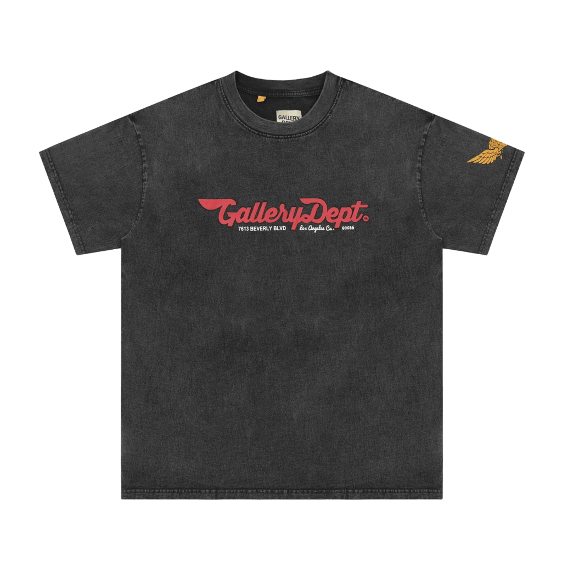 Gallery Dept. Black Cotton Tee: Unisex Streetwear w/ Red Logo