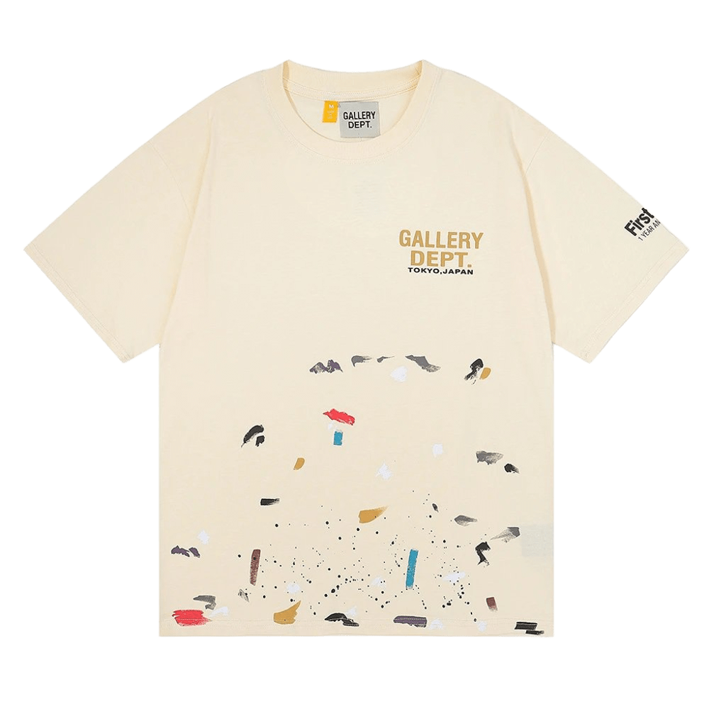 GALLERY DEPT. Essential White Tee: Splatter Hem Unisex