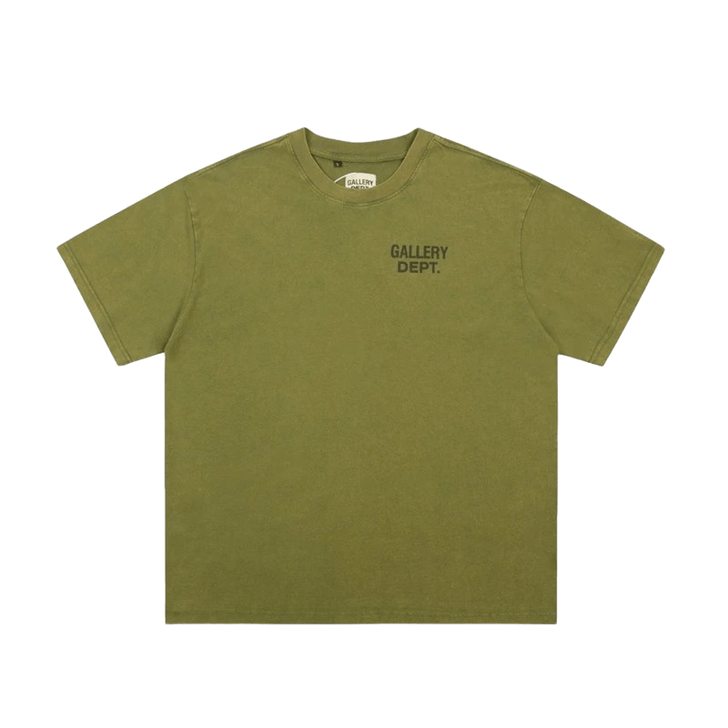 Gallery Dept. Olive Green Cotton Unisex Tee - Minimalist Logo
