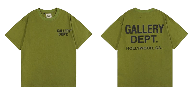 Gallery Dept. Olive Green Unisex Cotton Streetwear T-Shirt