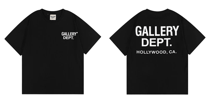Gallery Dept. Unisex Black Cotton Tee: Front & Back Logo Print