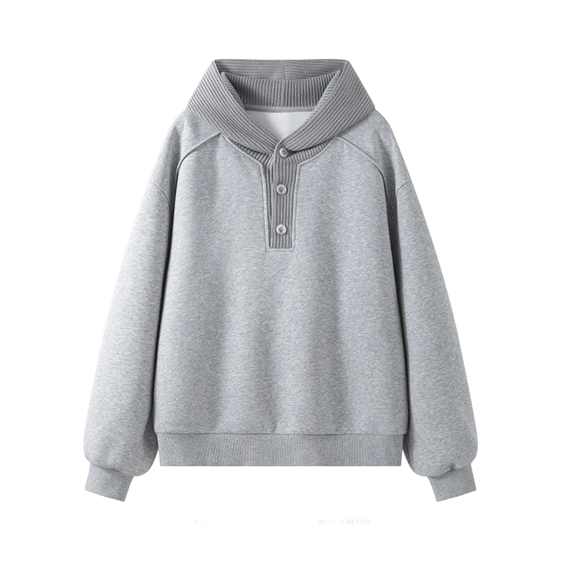 Grey Cotton Hoodie: Unisex Minimalist Design, Premium Comfort