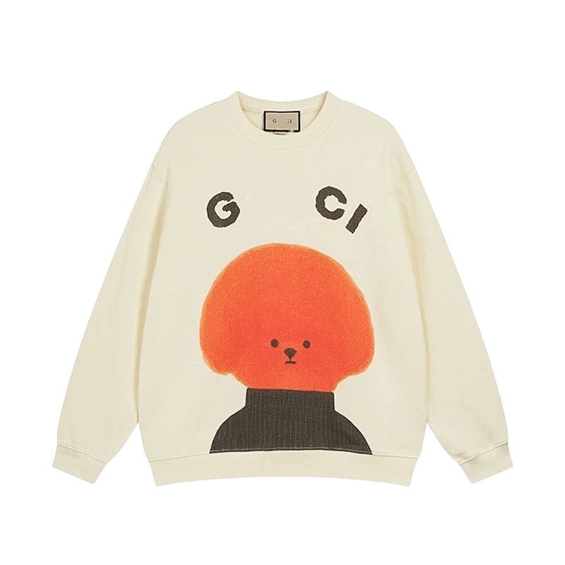 Gucci Beige Cartoon Dog Print Unisex Sweatshirt