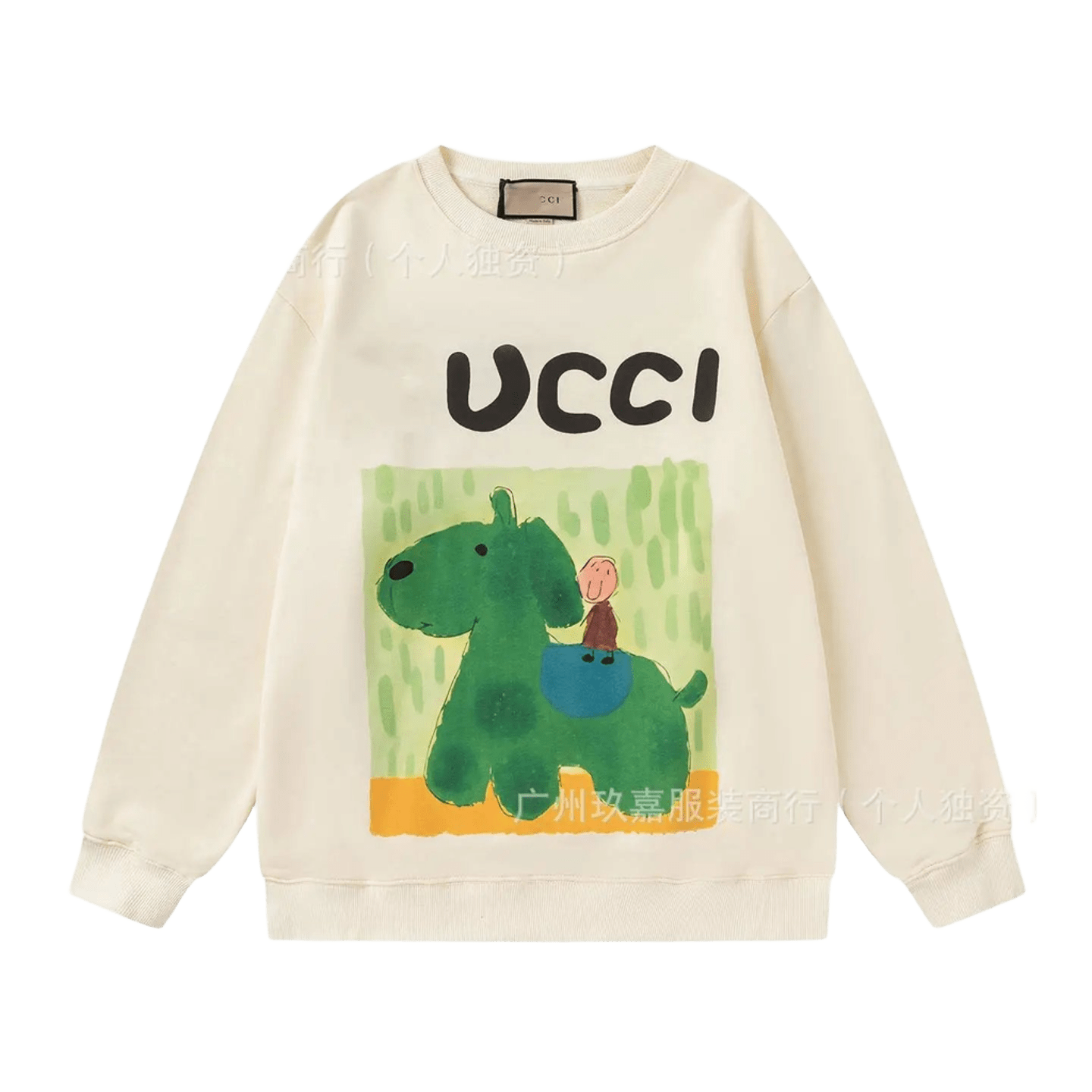 Gucci Beige Cartoon Hoodie: Soft Unisex Streetwear