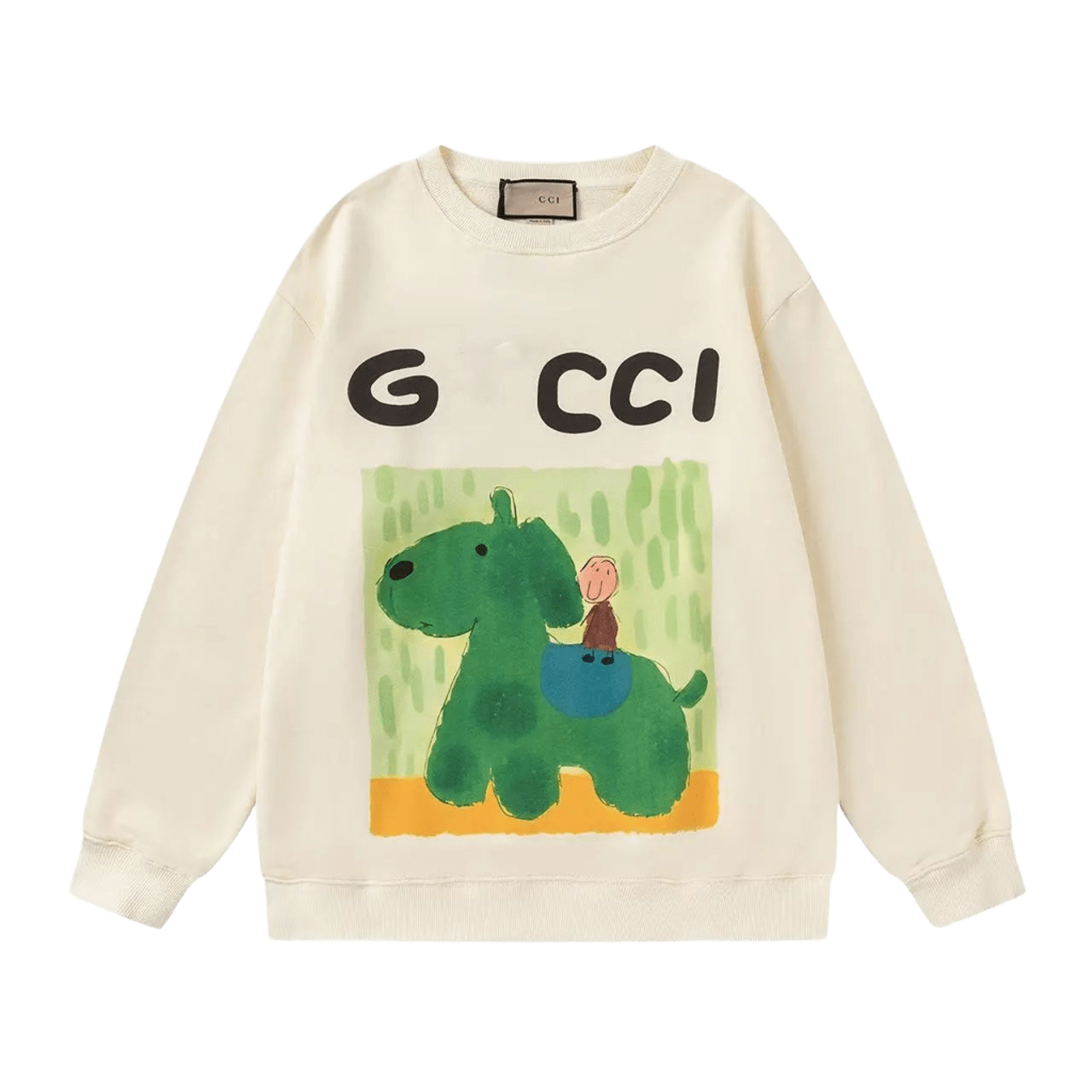 Gucci Beige Cartoon Hoodie: Unisex Casual Chic