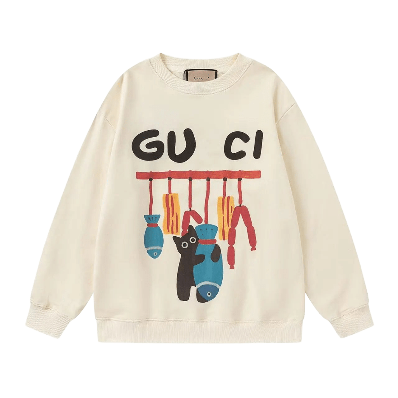 Gucci Beige Cartoon Hoodie: Unisex Casual Style