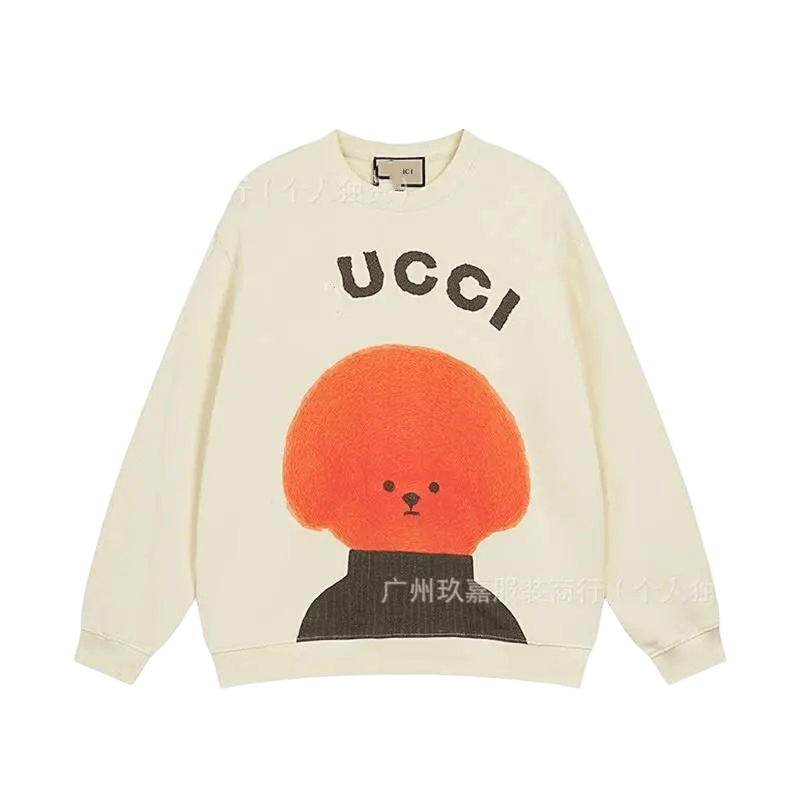 Gucci Beige Cartoon Hoodie: Unisex Cotton Comfort