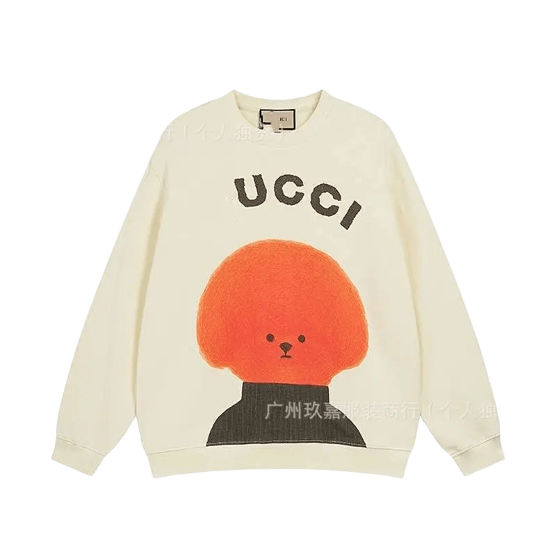 Gucci Beige Cartoon Print Unisex Cotton Sweatshirt