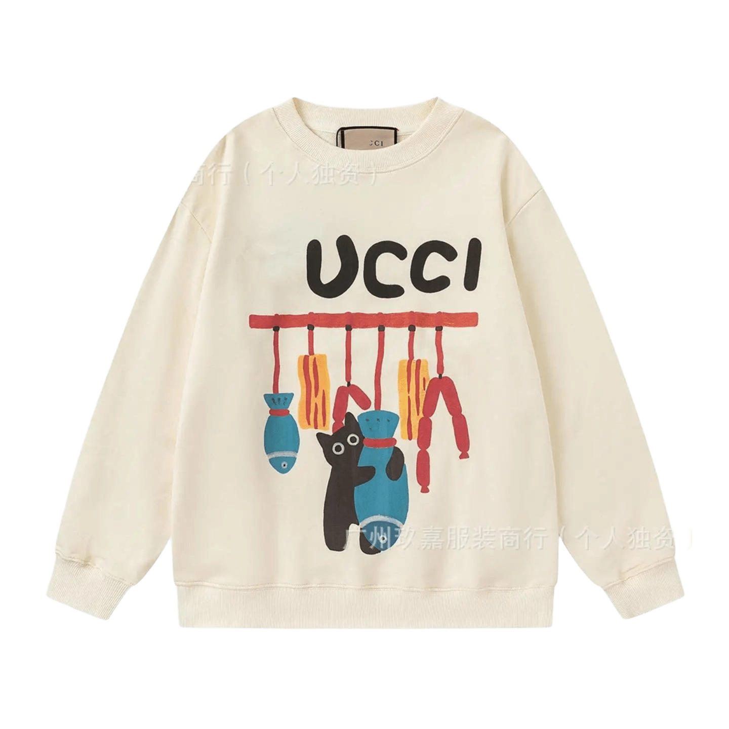Gucci Beige Cotton Cartoon Print Unisex Hoodie